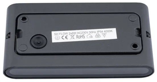 Aplică perete exterior LED FLOW 2xLED/6W/230V IP54 negru