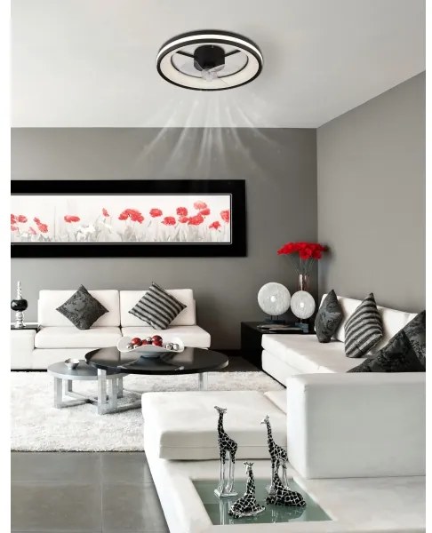 Plafonieră LED cu ventilator Globo 03650 GATIAN LED/30W/230V negru + telecomandă