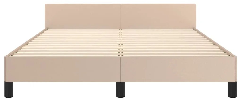 Cadru de pat cu tablie, cappuccino, 140x190 cm, piele ecologica Cappuccino, 140 x 190 cm