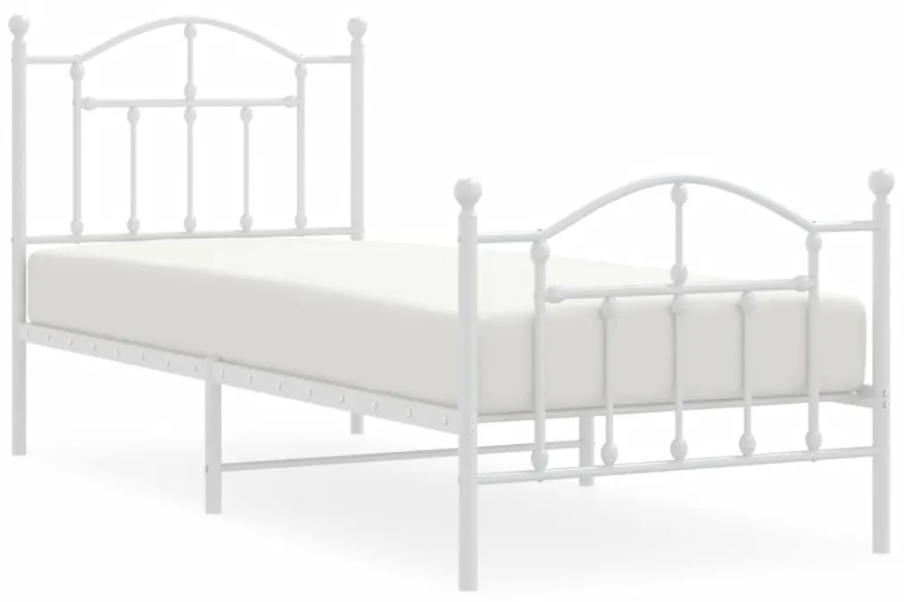 353497 vidaXL Cadru de pat metalic cu tăblie de cap/picioare, alb, 80x200 cm