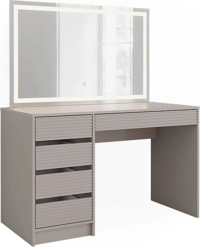 Masuta machiaj cu Oglinda LED si 5 Sertare pentru Cosmetice, Set Masa toaleta 120 cm, masuta cosmetica, vanity - SEC214