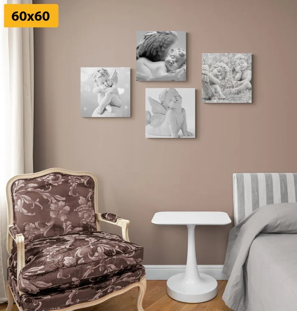 Set tablouri armonia îngerilor în alb-negru