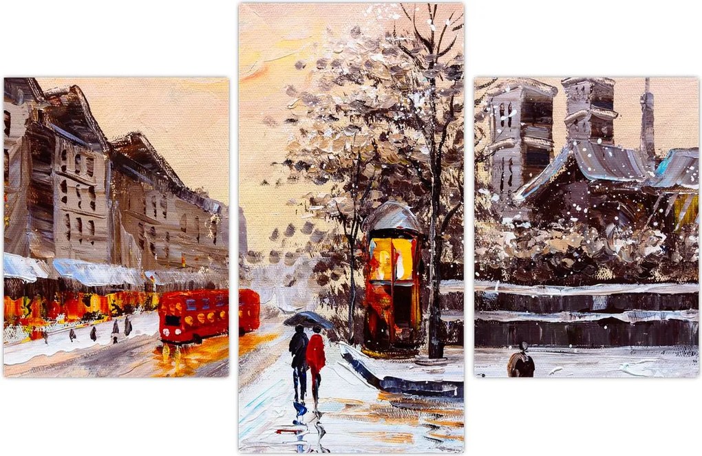 Tablou - Pictură oraș iarna (90x60 cm)