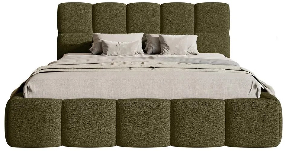 Pat matrimonial 140 cm Cirsten 140B (cu somieră) (măslin). 1099524