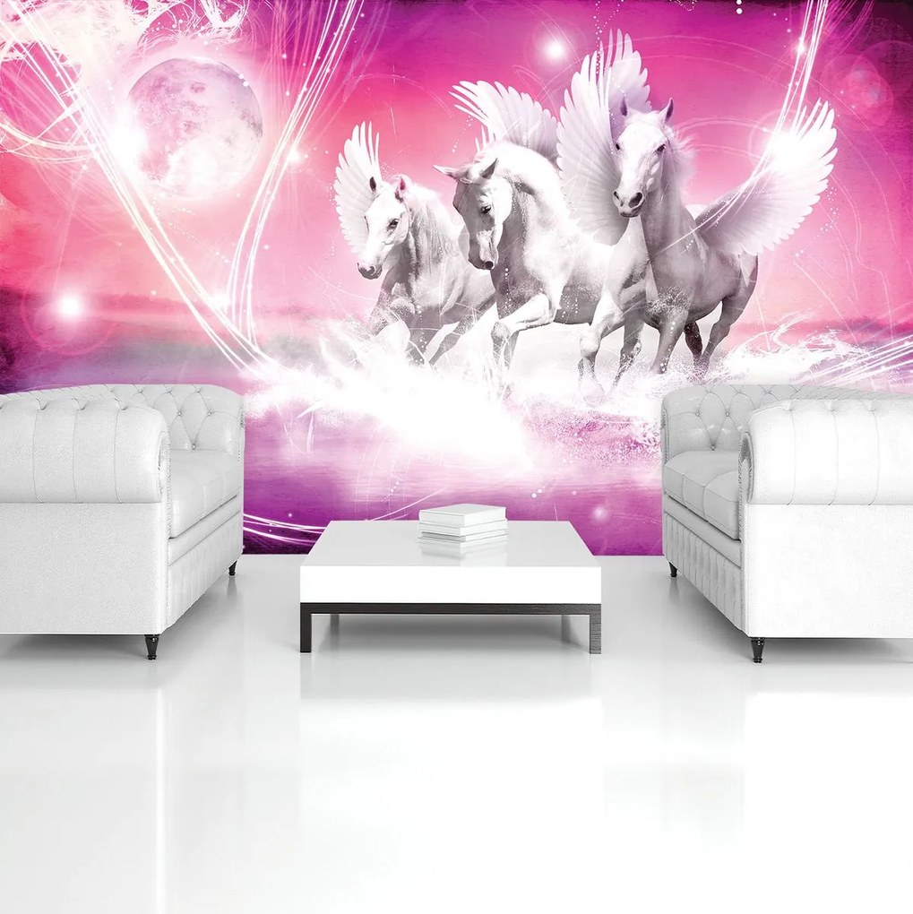 Fototapet - Pegas pe fundal roz (152,5x104 cm)