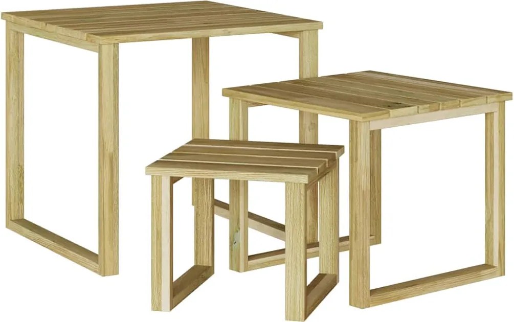 vidaXL masă 3 pcs natural Lemn de pin tratat