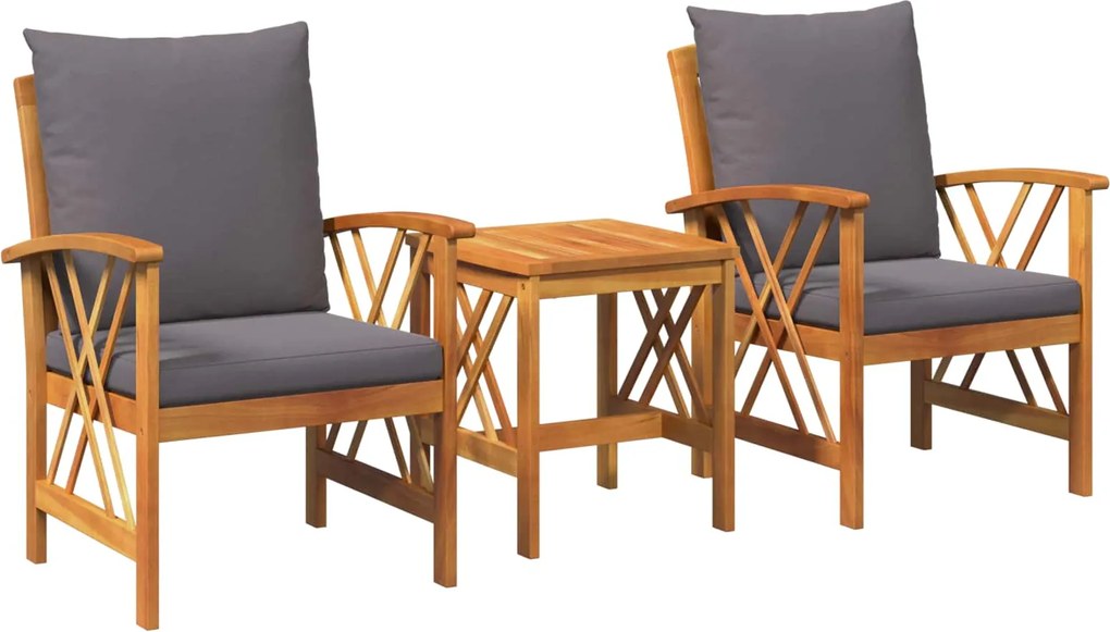 vidaXL Set de canapele pentru grădină cu pernă 3 pcs Ulei Natural