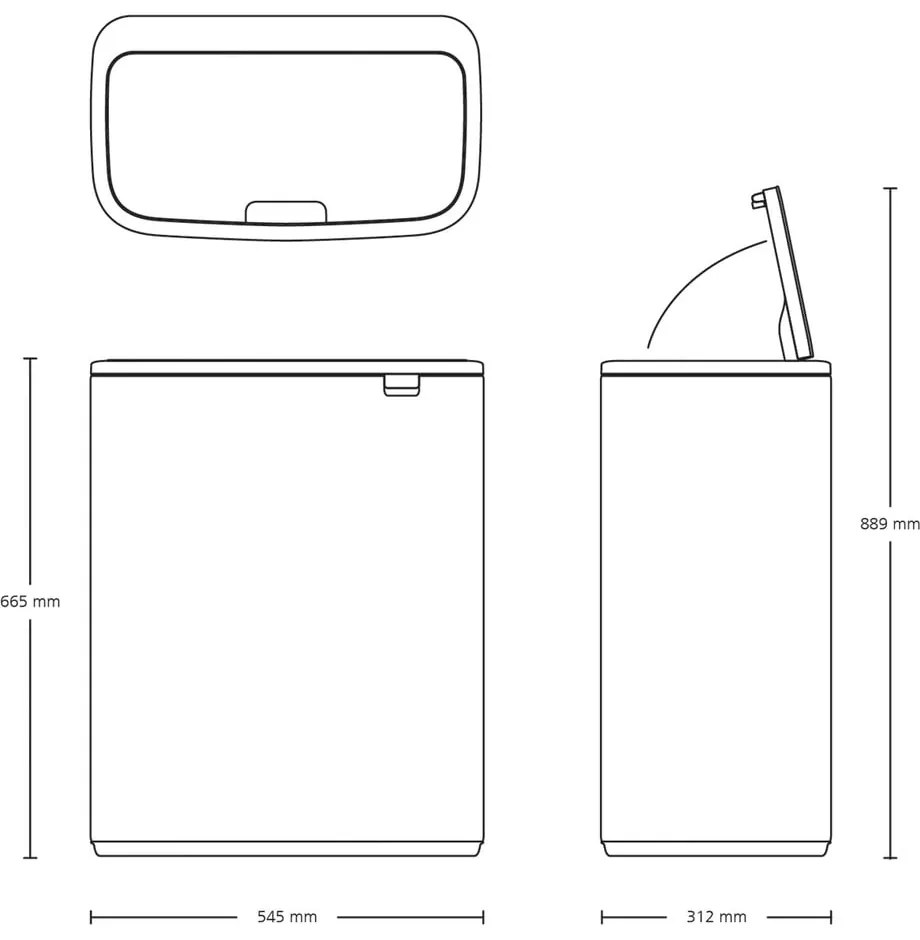 Coș de gunoi alb de reciclat/cu senzori de atingere din oțel 60 l Bo Touch Bin – Brabantia