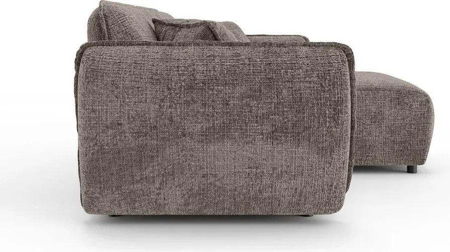 Colțar taupe cu tapițerie din chenille (cu colț pe partea dreaptă/cu șezlong) Nelia – Ropez