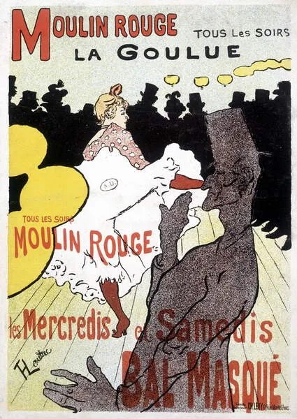 Reproducere Poster for Moulin Rouge and La Goulue, Toulouse-Lautrec, Henri de