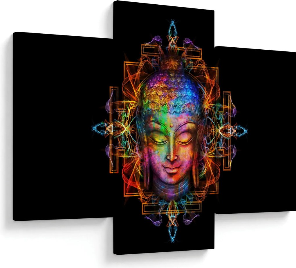Tablou - Bustul lui Buddha în culori neon (90x60 cm)