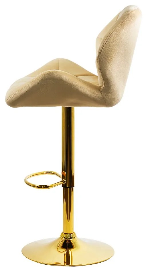 Scaun de bar crem din catifea cu baza aurie, design elegant, confort sporit ABS 148
