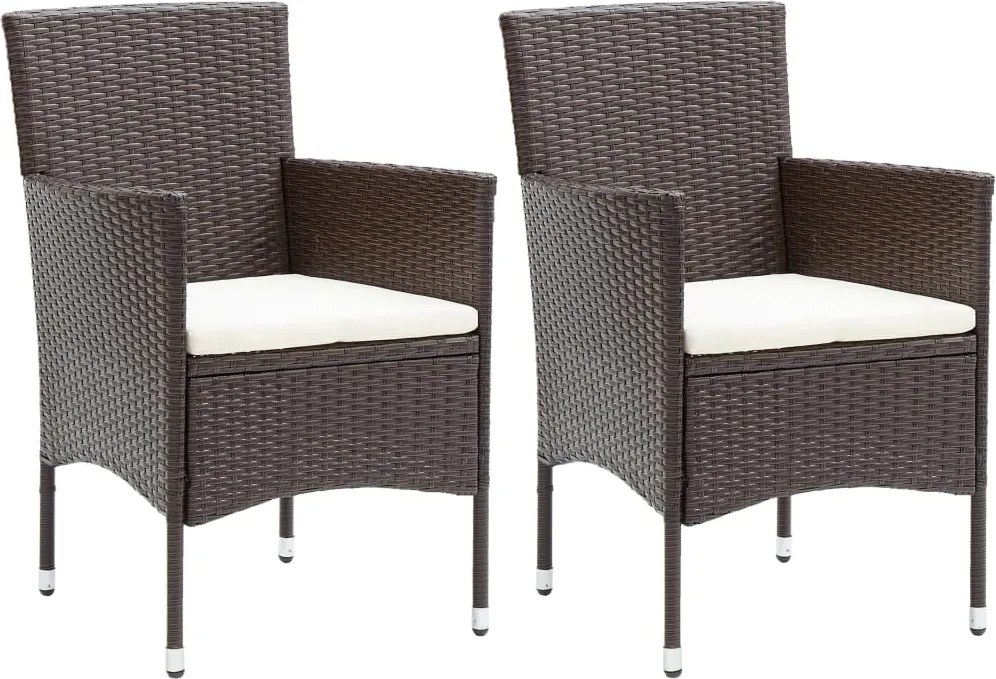 vidaXL Scaune de masă pentru grădină, 2 buc., maro, poliratan