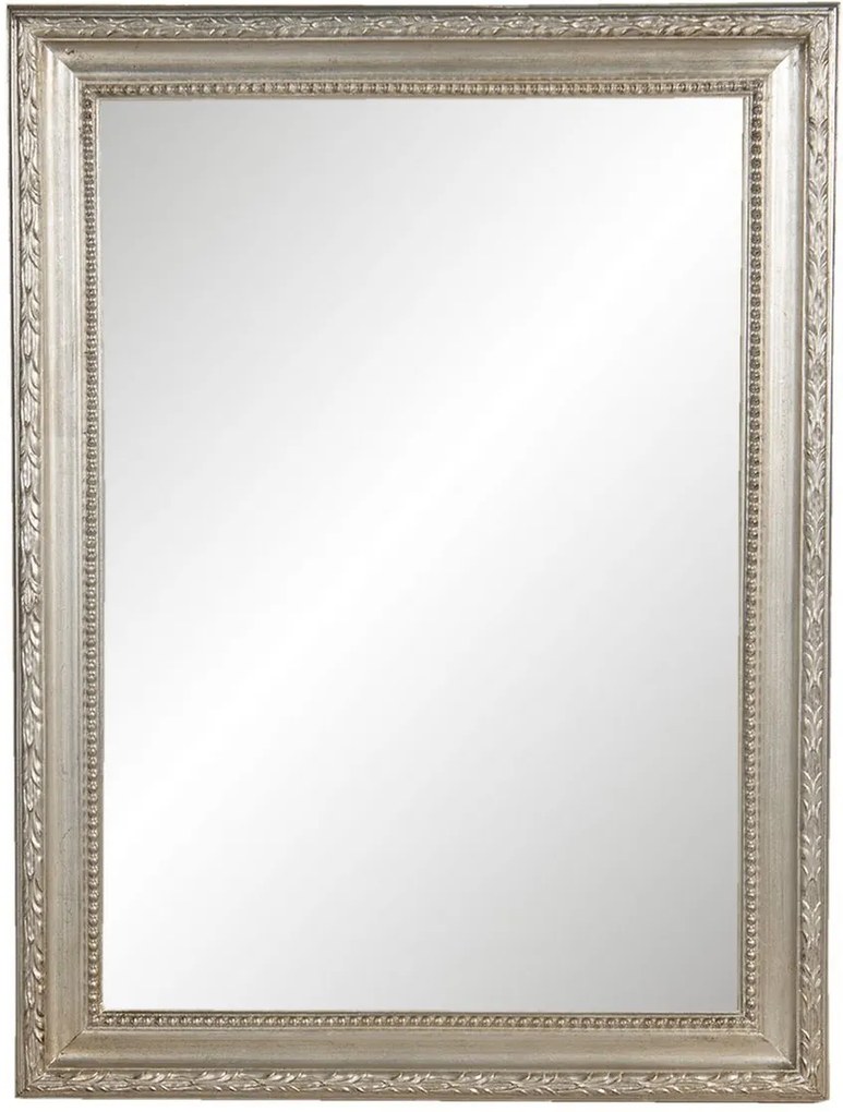 Oglinda de perete cu rama din lemn argintiu 63 cm x 2 cm x 83 h