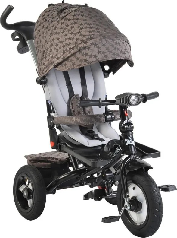Tricicleta cu copertina detasabila NOVOKIDS™ Jockey Trike , Cu far luminos si melodii, Roti gonflabile din cauciuc, Pozitie somn, Pedale si maner