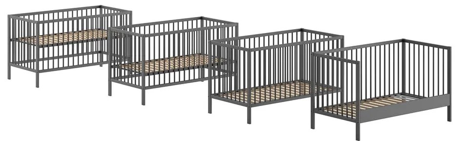 Pătuț gri antracit din lemn de pin 70x140 cm DINO – Vipack