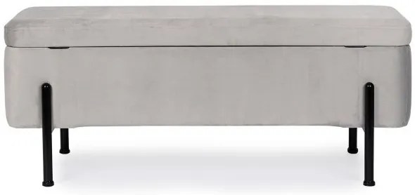 Bancheta cu spatiu pentru depozitare gri/negru din catifea si metal, 110 cm, Irina Bizzotto