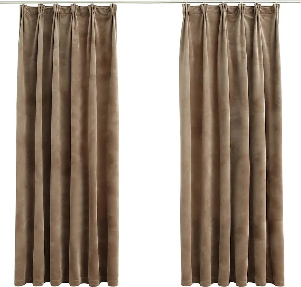 vidaXL Draperii opace, 2 buc., bej, 140x175 cm, catifea, cu cârlige