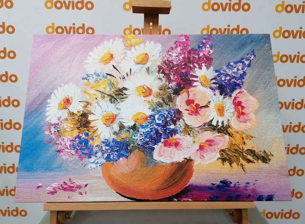 Tablou pictură în ulei cu flori de vară