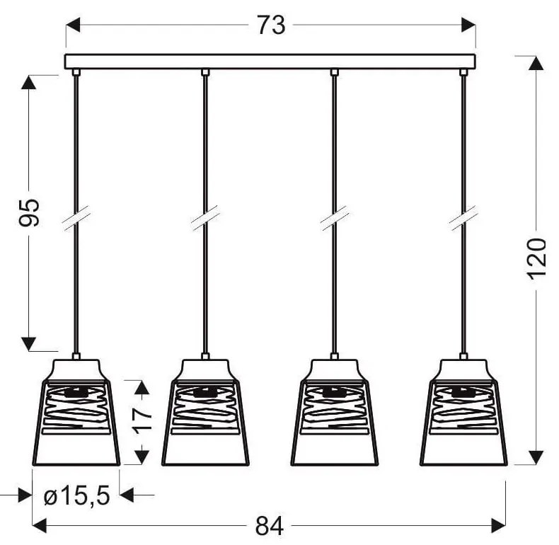 Lustră neagră cu abajur din sticlă 15.5x84 cm Fresno – Candellux Lighting