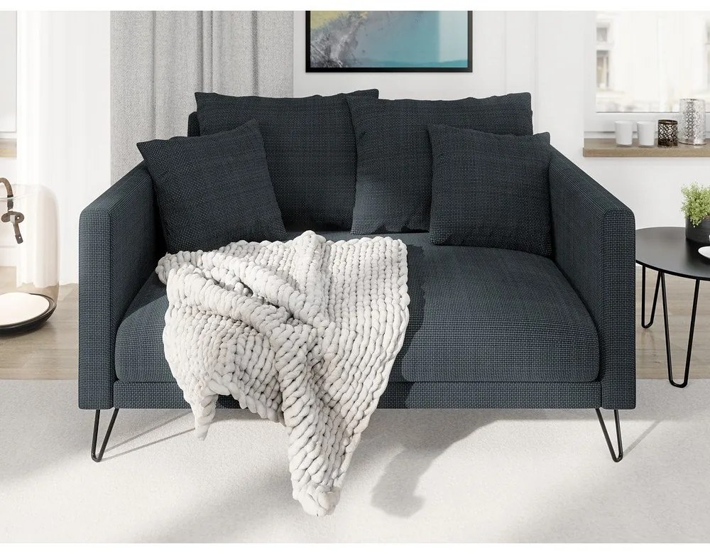 Canapea gri închis cu tapițerie din chenille 140 cm Freya – Ropez