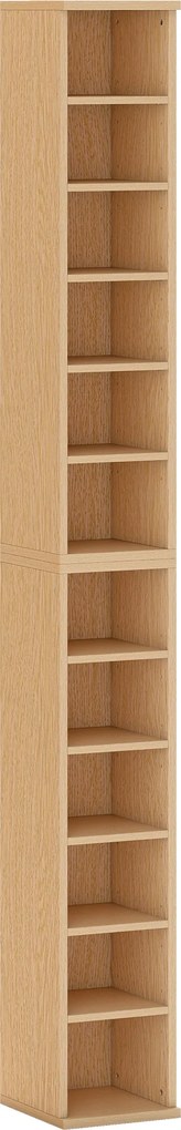 HOMCOM Set de 2 Mobili Suport CD cu Polițe Reglabile, Raft pentru 204 CD-uri Compact, Mobilier cu 12 Compartimente, pentru Living, Dormitor, Birou, 21x22,5x88,5cm, Culoare Lemn | Aosom Romania