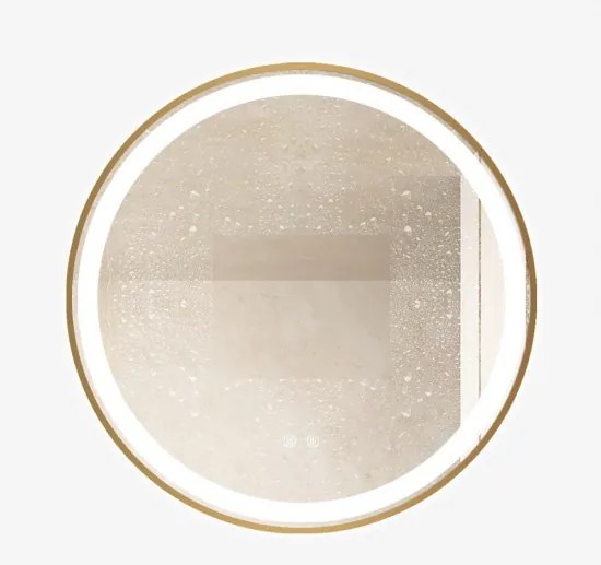 Oglindă Baie LED și Dezaburire Elit's Premium cu Senzor Touch, Lumina Rece, Caldă și Neutră, 70cm,rama Rose Gold