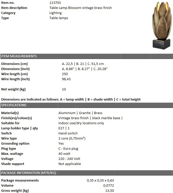 Veioza, lampa de masa design LUX Blossom 113701 HZ