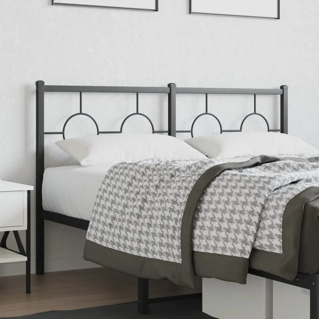 vidaXL Tăblie de pat metalică, negru, 135 cm