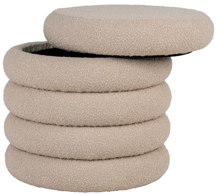 Taburet bej cu tapițerie din stofă bouclé Brooklyn – House Nordic