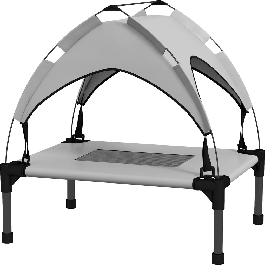 PawHut Pat pentru câini și pisici pe picioare, pat pentru câini ridicat, velum anti-UV din oxford, geantă de transport inclusă 61 x 46 x 63 cm gri | Aosom Romania