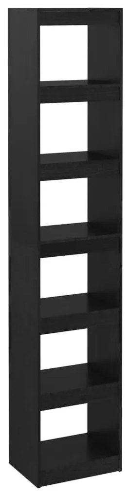 808157 vidaXL Bibliotecă/Separator cameră negru 40x30x199 cm lemn masiv pin