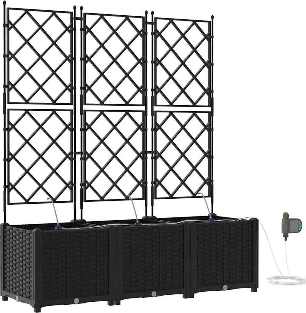 vidaXL Vază pentru Grădină 3 pcs Negru Oțel