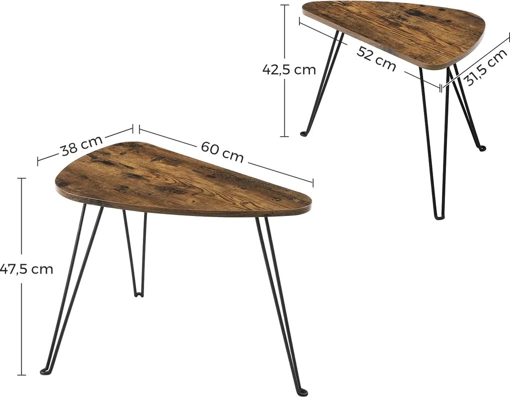 Masute de cafea de design TAYLOR set 2 buc, rustic maro.