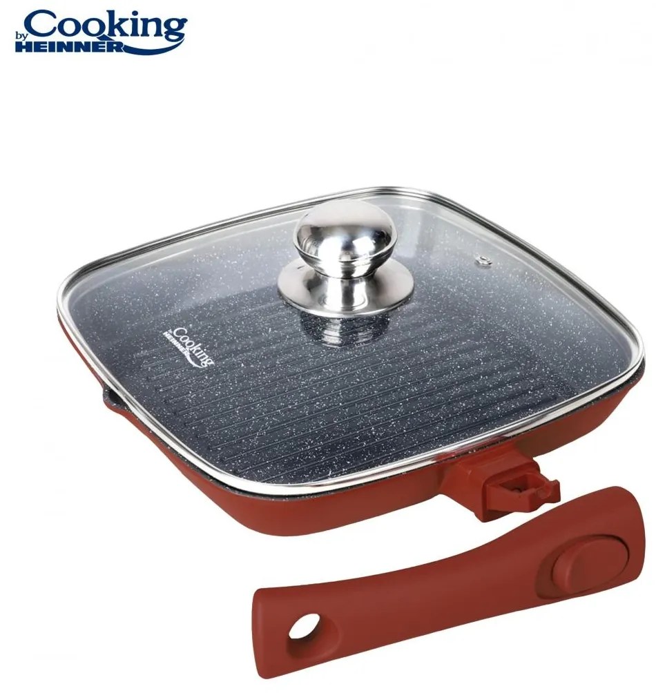 Tigaie Grill Aluminiu+Capac 28x4 Cm, Calabria, Cooking By Heinner HR-JLG-A28G