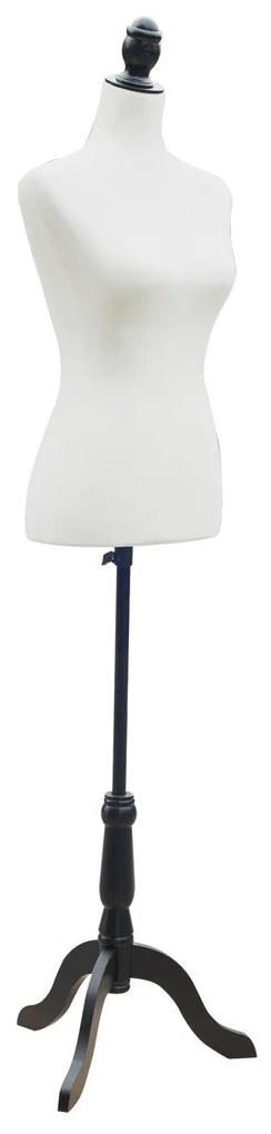 HOMCOM Manechin de croitorie feminin reglabil 130-168 cm, cu trepied din lemn, pentru fotografie de modă și expunere haine, alb | Aosom Romania