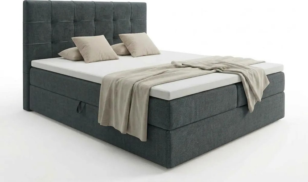 Pat tapițat boxspring DIRELIS VIBE 160x200 cm gri inchis Saltea: Saltea cu arcuri Bonell