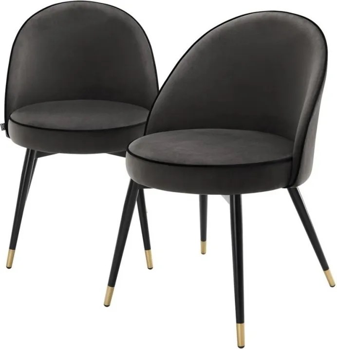 Set de 2 scaune elegante design LUX Cooper, catifea gri inchis 113125 HZ