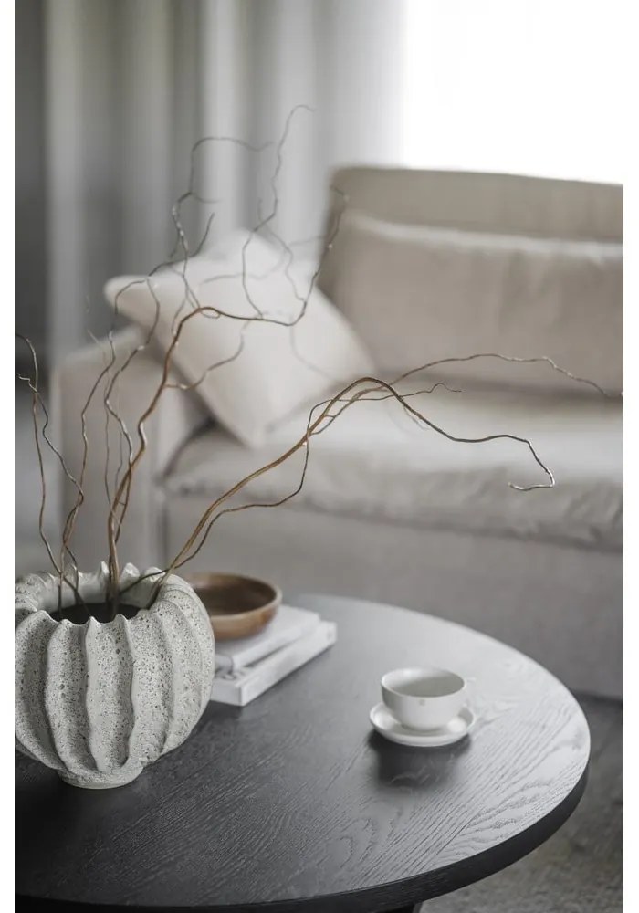 Măsuță de cafea neagră rotundă cu aspect de lemn de stejar ø 110 cm Boxford – Rowico