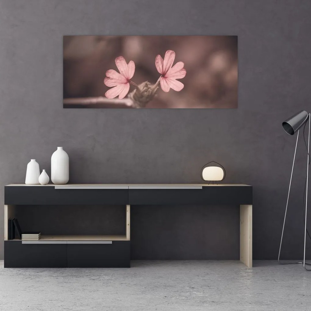 Tablou cu floare roz (120x50 cm)