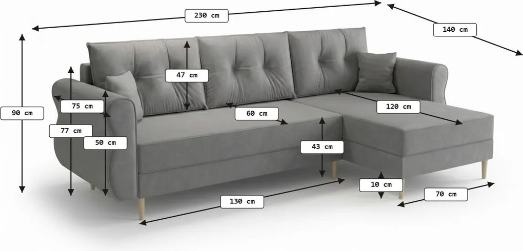 OFERTA Set canapea extensibila reversibila in forma de L SILVIANO 230x140 cm, verde inchis Calitatea II