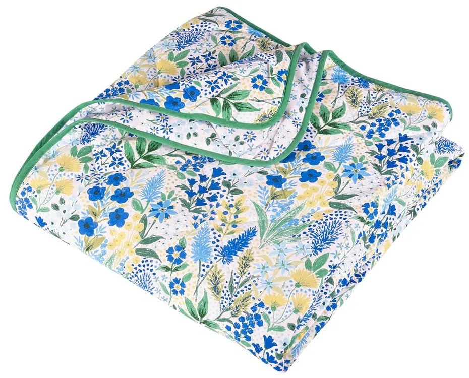 Cuvertură verde-albastră matlasată 220x230 cm Tilly Floral – Catherine Lansfield