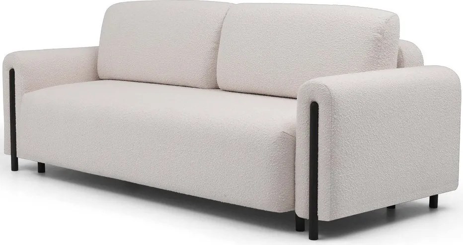 Canapea bej/crem extensibilă/cu spațiu de depozitare cu tapițerie din țesătură bouclé 244 cm Arcadova – ELTAP