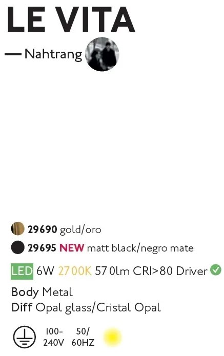 Aplica LED moderna design decorativ LE VITA LED Black 29695