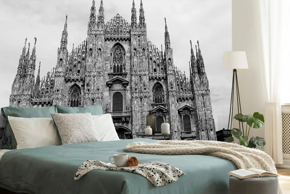 Fototapet catedrala din Milano în alb-negru