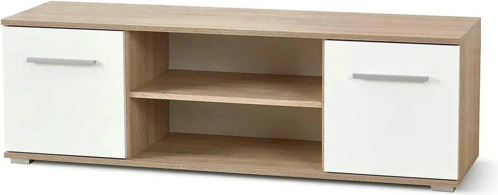 Comoda TV LIMA, alb/stejar sonoma, PAL laminat, 137x40x44 cm