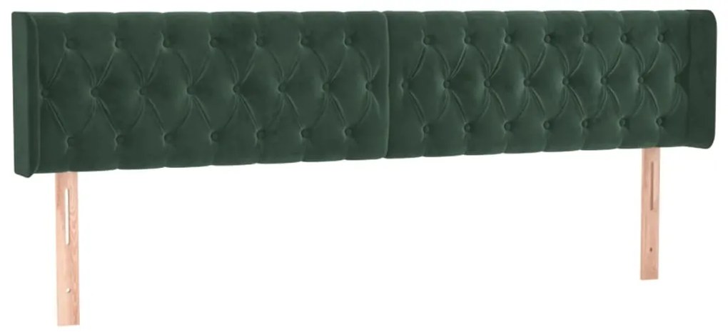 3119173 vidaXL Tăblie de pat cu aripioare verde închis 203x16x78/88 cm catifea