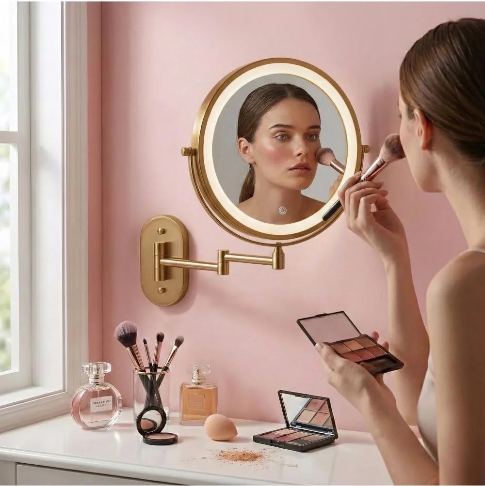 Oglinda LED Glow Old auriu periat