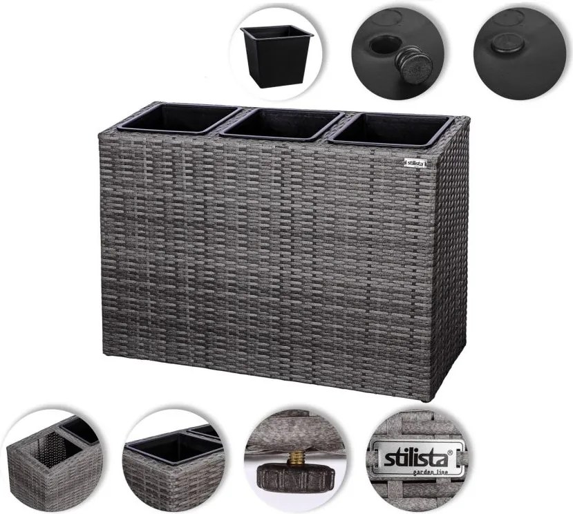 Stilista Suport pentru 3 ghivece, gri, 84 x 29 x 60 cm