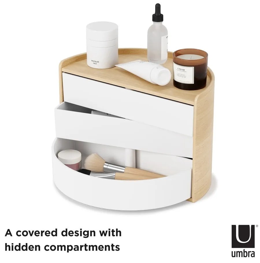 Organizator de baie în culoare naturală rotativ Moona – Umbra